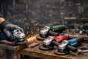 paras pieni kulmahiomakone työskentelee tarkasti metallin hiomiseen kirkkaassa työpajassa